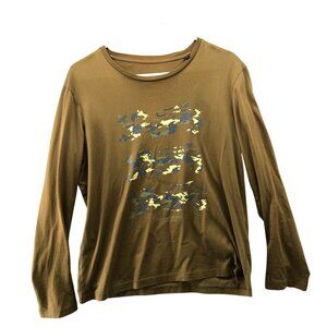 Kent & Curwen Long Sleeve T Shirt Mens S‎ Crewneck Tan Cotton Graphic Camo